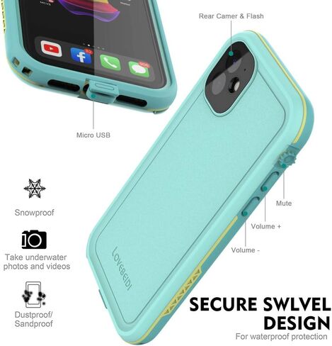 for iPhone 11 Waterproof Case 6.1 Screen Protector Underwater Shockproof Full-Body Dustproof Rugged Case for Aplle iPhone 11 (Black & Gray) in Saudi Arabia