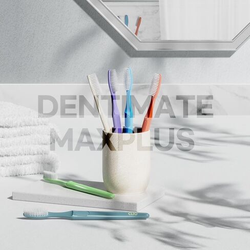 DENTIMATE MAX Plus Double Layered Bristles Soft Medium Toothbrush 12 Color 12 Packs in Saudi Arabia