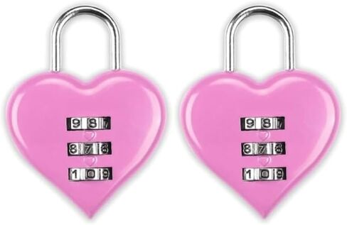 2Pcs Pink Combination Lock, Heart Shape 3 Digital Password Padlock, Mini Outdoor Combo Gate Lock for School Gym Locker, Fence Gate, Toolbox, Employee Hasp Locker Combination Padlocks and Hasps in Saudi Arabia