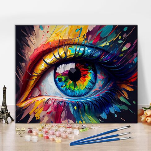 Rebotipy Paint by Numbers Human Eye Canvas Paint by Number for Adults Colorful Painting Paint by Number Kids Paint by Number Kits on Canvas Paint by Numbers for Beginner 16x20 in in Saudi Arabia