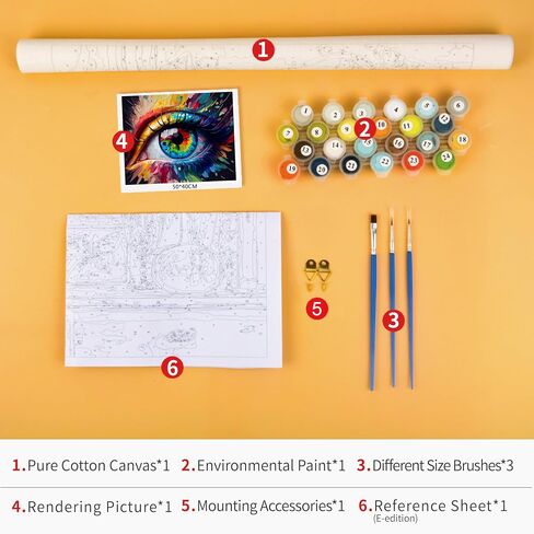 Rebotipy Paint by Numbers Human Eye Canvas Paint by Number for Adults Colorful Painting Paint by Number Kids Paint by Number Kits on Canvas Paint by Numbers for Beginner 16x20 in in Saudi Arabia