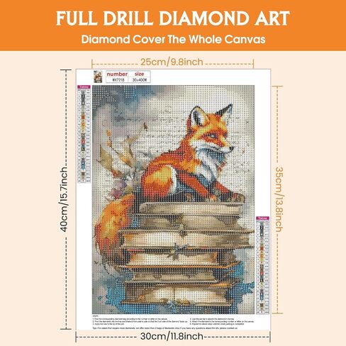 RICUVED Diamond Painting Kits for Adults, Fox Diamond Art Kits 5D Diamond Art for Beginner, Animal Diamond Painting by Number Kits Full Round Drill Art and Crafts for Gift Home Wall Decor 12x16 Inch in Saudi Arabia