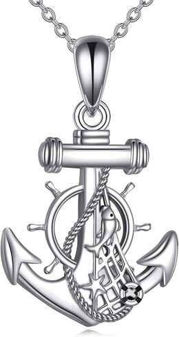 YFN Seahorse/Dolphin/Mermaid/Seashell/Anchor/Rudder/Turtle Nautical-themes Necklace Jewelry 925 Sterling Silver Ocean Animal Pendant Necklace for Women 18" in Saudi Arabia
