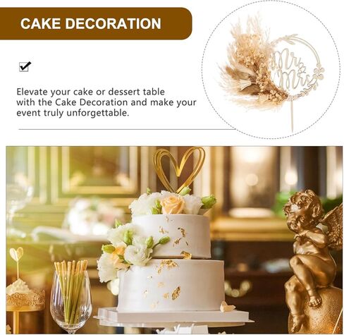 Luxshiny Boho Cake Topper Decorations Pampas Grass Flower Wreath Hoop Cake Topper for Wedding Bridal Baby Shower Birthday Party Supplies in Kuwait