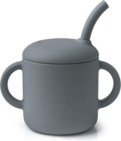 Silicone Baby Cup with Straw, Baby Straw Cups 6-12 Months 6oz, Sippy Cups for toddlers 6Months+ (Blush) in Saudi Arabia