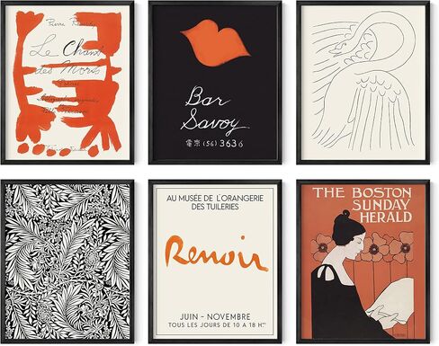 HAUS AND HUES Boho Frame Wall Art - Set of 6 Matisse Poster, Abstract Art Wall Decor, Frameable Boho Wall Art, Contemporary Frameable Art, Boho Wall Art with Frame (Beige Frame, 8x10) in Saudi Arabia