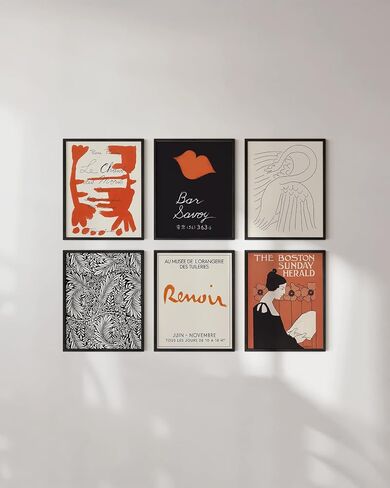 HAUS AND HUES Boho Frame Wall Art - Set of 6 Matisse Poster, Abstract Art Wall Decor, Frameable Boho Wall Art, Contemporary Frameable Art, Boho Wall Art with Frame (Beige Frame, 8x10) in Saudi Arabia
