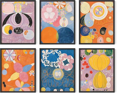 HAUS AND HUES Boho Frame Wall Art - Set of 6 Matisse Poster, Abstract Art Wall Decor, Frameable Boho Wall Art, Contemporary Frameable Art, Boho Wall Art with Frame (Beige Frame, 8x10) in Saudi Arabia