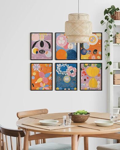 HAUS AND HUES Boho Frame Wall Art - Set of 6 Matisse Poster, Abstract Art Wall Decor, Frameable Boho Wall Art, Contemporary Frameable Art, Boho Wall Art with Frame (Beige Frame, 8x10) in Saudi Arabia