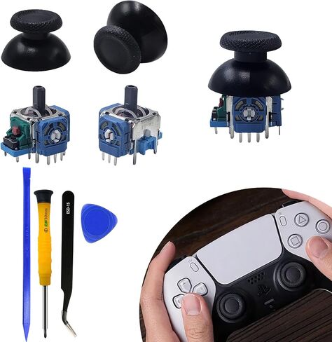 [ 4+4 ] Eaglewireless PS5 Analog Stick Replacement Part PS5 3D Controller Joystick Caps Thumbsticks Sensor Module for for Sony Playstation 5 Wireless Controller +Toolkit (Blue-4 Joystick 4 Cap) in Saudi Arabia