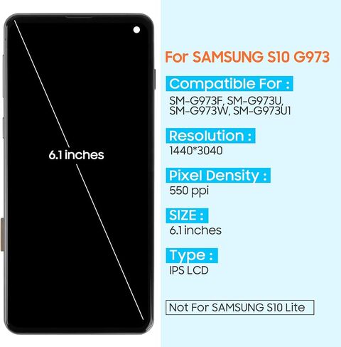 for Samsung Galaxy S10 Screen Replacement with Frame G973W G9730 G973F G973U LCD Display Touch Screen Digitizer Full Assembly with Repair Parts (Not for S10+ Plus,No Fingerprint) in Saudi Arabia