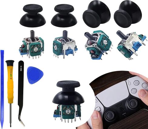 [ 4+4 ] Eaglewireless PS5 Analog Stick Replacement Part PS5 3D Controller Joystick Caps Thumbsticks Sensor Module for for Sony Playstation 5 Wireless Controller +Toolkit (Blue-4 Joystick 4 Cap) in Saudi Arabia