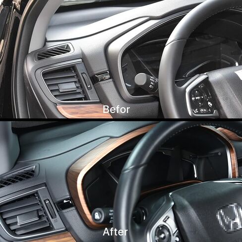 AntBooBoo for CRV Dashboard Instrument Dial Frame Trim Cover Panel for Honda CR-V 2022 2021 2020 2019 2018 2017 Interior Peach Wood Grain Decoration Moulding Accessories… in Saudi Arabia