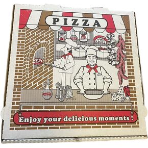 12" Length x 12" Width x 2" Depth Lock Corner Clay Coated Extra Thin Pizza Box Clay with Design (50 Pieces)
