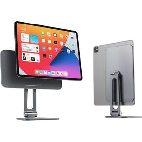 حامل iPad مغناطيسي من SUREWO، حامل كمبيوتر لوحي عائم قابل للتعديل وقابل للطي، حامل سطح المكتب للوحة iPad لجهاز Apple iPad Pro 12.9 بوصة الجيل الثالث/الرابع/الخامس/السادس (رمادي لجهاز iPad Pro 12.9 بوصة)