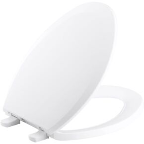 KOHLER K-4652-W2 Lustra Elongated Open-Front Toilet Seat, Earthen White