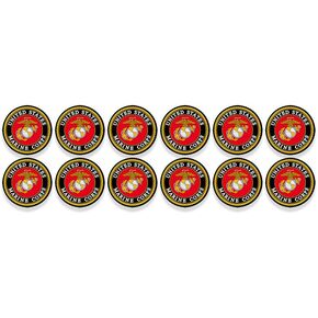 12-Pack Round U.S. Marines Official Logo Stickers (US Corps Anchor Insignia Seal Vinyl Decal for Cell Laptop Water Bottle (2 inch) USMC Licensed