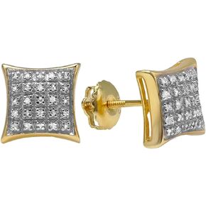 Dazzlingrock Collection 0.20 Carat Round White Diamond Hip Hop Stud Earrings for Men's 18K Yellow Gold Plated 925 Sterling Silver in Screw Back