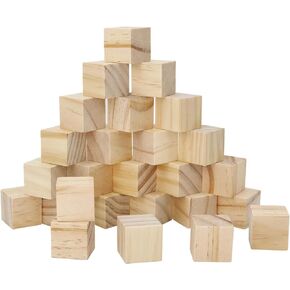 50Pcs baby wooden blocks 0.8in(20mm) Wood Blocks for Crafts Unfinished Wood Cubes Wooden Cubes for Arts and Crafts and DIY Projects（2cm x 2cm x 2cm)