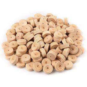 Wooden Wheels, 150 PCS, 1.18 inches, Treaded Wooden Tires Wheels with 0.14" Hole Perfect for DIY Wood Carft Projects and Trucks, Car Models, by GNIEMCKIN..