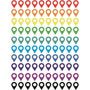 map Location Sticker,100pcs 0.35x0.5inch Colored map Location Sticker
