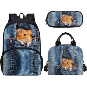3Pcs Cute Alpaca Pink Backpacks Sets for Girls, Kids Backpack School Bookbags with Insulated Lunch Box Pencil Case for School Elementary Girl