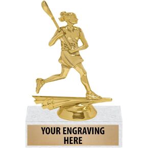 6" Gold Girls Lacrosse Trophies - Personalized Lacrosse Trophy Awards Prime