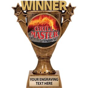Crown Awards Personalized BBQ Trophy 5.5" Gold Grill Master Winner Sculpture Award with Free Custom Engraving Prime