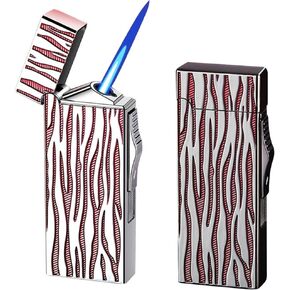 2 Pack Black Red Metal Cool Lighter,Jet Torch Flame Windproof Adjustable,Refillable Butane Torch Lighters,Kitchen BBQ Candles,(No Gas)