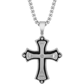 Men's Diamond Cross Pendants Stainless Steel with Elegant Finishes Choice of colors and designs