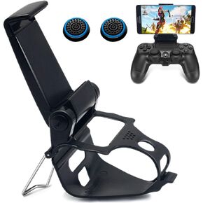 BRHE Phone Clip for PS4 Controller Mobile Gaming Mount Bracket Holder Adjustable Stand Clamp Compatible with iPhone/iOS, Android, for Playstation4 Remote Play (Black)