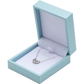 PU Leather Necklace Pendant Box for Wedding,Jewelry Gift Storage Display Case (Black)