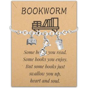 PLITI Book Lover Gift Reading Gift Book Nerd Gift Bookish Gift Librarian Gift Bookworm Bracelet For Reader