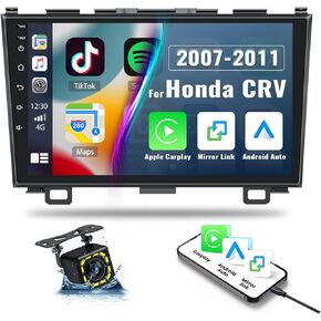 Car Stereo for Honda CRV 2007-2011 Car MP5 Player Wireless Apple Carplay Android Auto Mirror Link, 9" Touch Screen Car Radio with Bluetooth Backup Camera FM SWC Dual USB Input
