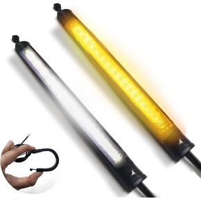 شريط إضاءة مرن قطعتين عالميتين، إشارات انعطاف للدراجات النارية باللون الكهرماني وإضاءة نهارية بيضاء 36 مصباح LED قابل للتعديل ومقاوم للماء، شريط إضاءة وامض مناسب لمعظم الدراجات النارية والسكوتر ATV in Kuwait