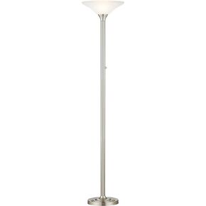Artiva USA Classic Coordinates, 150W 71-Inch LED Torchiere Floor Lamp with Hammered Glass Shades, Brushed Steel Finish, Dimmable