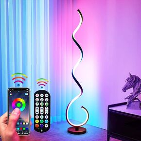 BESKEITE RGB Spiral Floor Lamps for Living Room, Smart LED Corner Floor Lamp for Bedroom with Remote APP Control, Modern Standing Lamp with Music Sync Color Changing Mood Lighting for Home Decor