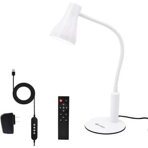 LED Desk Lamp, 3 Lighting Modes and 6 Brightness Levels, 10W Flexible Gooseneck Table Lamp for Living Room and Study, Remote Control with Timing Function, AC Adapter Included (Black)