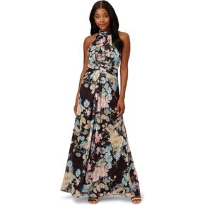 Adrianna Papell Women's Chiffon Printed Halter Gown