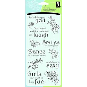 Inkadinkado Thoughts of the Day Clear Stamps Set, 12 pc