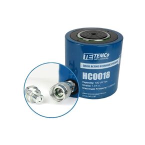 TEMCo HC0015 - Hydraulic Cylinder Ram Single Acting 50 TON 2" Inch Stroke (Optional Tonnages Availiable)