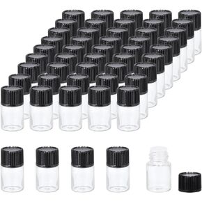 PATIKIL 5ml Essential Oil Bottles, 50 Pack Clear Glass Bottles with Orifice Reducer Sample Vial Screw Cap Storage Vials Container Style 1, White