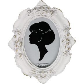 BLYBH Vintage Oval Picture Frame 2.5x3.5 Retro Photo Frames, Tabletop & Wall Hanging Ornate Antique Picture Frame with High Definition Glass, Silver