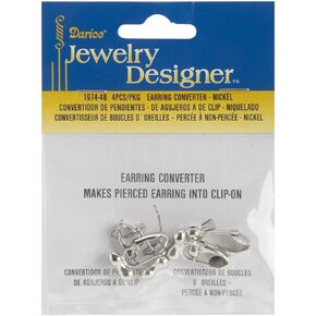 Earring Converter Pierced To Clip 4/Pkg-Nickel