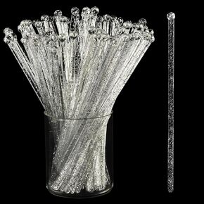 ALINK 50 Counts Clear Plastic Swizzle Sticks, Crystal Cake Pops, Cocktail Coffee Drink Stirrers, 7.24 Inch