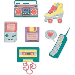 Sizzix Thinlits Die 665088 Retro Throwback by Jenna Rushforth 8 Pack, Multicolor