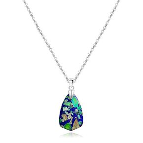 Natural Real Green Turquoise Stone Crystal Quartz Pendant Necklace,Waterdrop Shaped Genuine Gemstone Pendant Necklace,Handmade Western Necklace for Girls Women (Chain:45cm+5cm, A4_Turquoise)