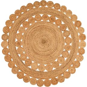 Natural Rattan Hand Woven Jute Rug, 4' Round Boho Rugs for Outdoor and Indoor, Farmhouse Rug for Dining Room Kitchen, Living Area, Under Table Circle Decor Round Rug 4ft in Kuwait