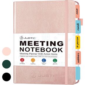 JUBTIC Meeting Notebook for Work Organization - Meeting Planner Work Planner For Business/Office Project- Meeting Notes Notebook For Work Easily Take Note And Keep Agendas on Track(7" x10") - Black