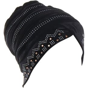 Rhinestone Hijab Turban Hats for Women Beanies Bandana Headwrap Cap Beanies Headwear Headscarf Undercap Turban Hat